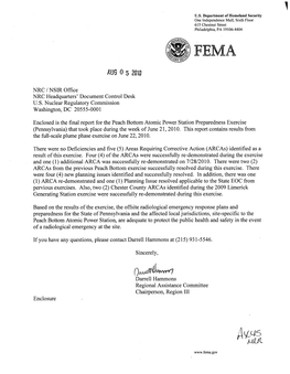 FEMA, Submittal of Final Report for Peach Bottom Preparedness Exercise