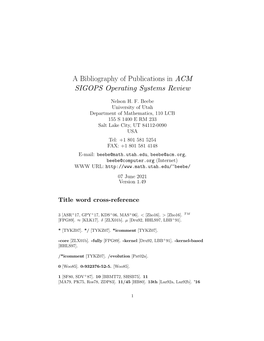 A Bibliography of Publications in ACM SIGOPS Operating Systems Review