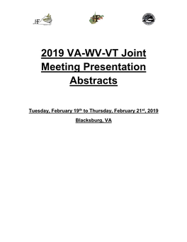 2019 VA-WV-VT Joint Meeting Presentation Abstracts