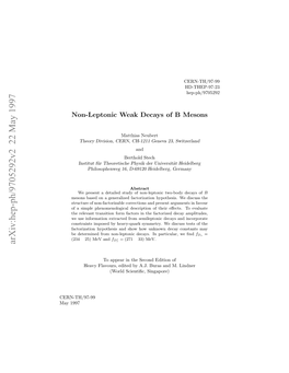 Hep-Ph/9705292V2 22 May 1997 a 1997 May CERN-TH/97-99 Edtrie Rmnnlpoi Eas Npriua,W ﬁ We Particular, in Consta Decays