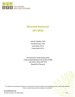 Directed Research SFS 4910