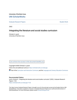 Integrating the Literature and Social Studies Curriculum