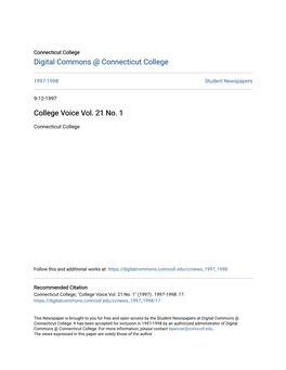 College Voice Vol. 21 No. 1