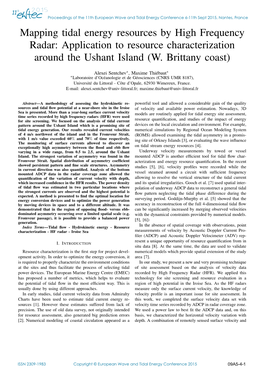 Article EWTEC2015 Mapping Tidal Energy Resources by HFR Ushant