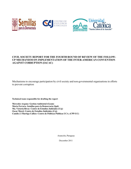 Civil Society Report for the Fourth Round of Review of the Follow- up Mechanism on Implementation of the Inter-American Convention Against Corruption (Iacac)