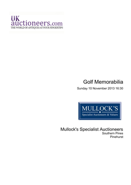 Golf Memorabilia Sunday 10 November 2013 16:30