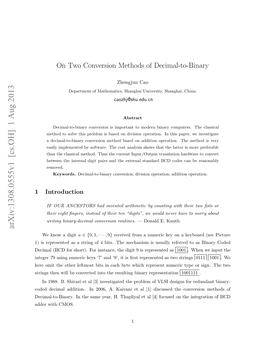 On Two Conversion Methods of Decimal-To-Binary