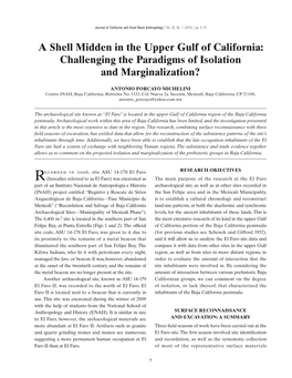 A Shell Midden in the Upper Gulf of California: Challenging the Paradigms of Isolation and Marginalization?