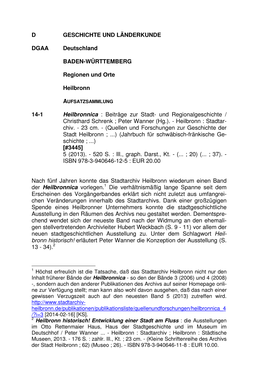 D GESCHICHTE UND LÄNDERKUNDE DGAA Deutschland BADEN-WÜRTTEMBERG Regionen Und Orte Heilbronn 14-1 Heilbronnica