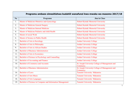 Programu Ambazo Zimesitishwa Kudahili Wanafunzi Kwa Mwaka Wa Masomo 2017/18