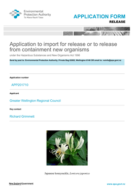 Application Form to Release New Organisms