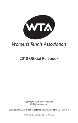 2018 Official Rulebook