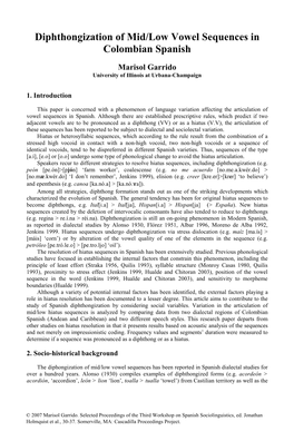 Diphthongization of Mid/Low Vowel Sequences in Colombian Spanish