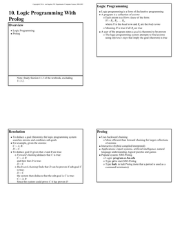 10. Logic Programming with Prolog