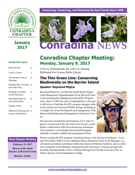 Conradina Chapter Meeting: Inside This Issue: Monday, January 9, 2017 Book Review 2 5:30 P.M