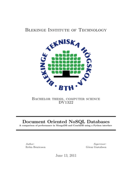 Document Oriented Nosql Databases a Comparison of Performance in Mongodb and Couchdb Using a Python Interface