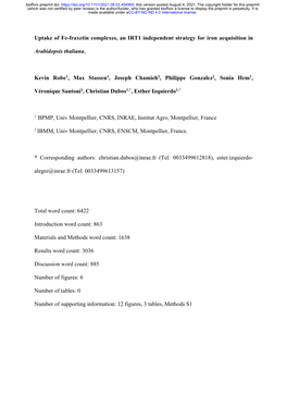 Uptake of Fe-Fraxetin Complexes, an IRT1 Independent Strategy for Iron Acquisition In