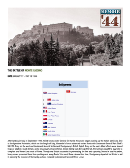 THE BATTLE of MONTE CASSINO Belligerents