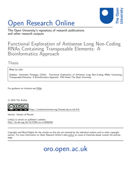 Functional Exploration of Antisense Long Non-Coding Rnas Containing Transposable Elements: a Bioinformatics Approach