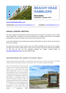 September/October Walks Programme, the BHR Website and the Ramblers App