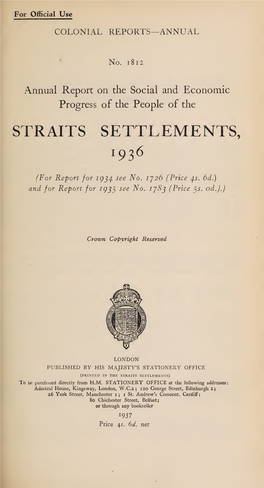 Annual Report Straits Settlements 1936