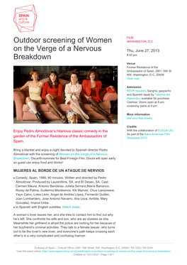 Outdoor Screening of Women on the Verge of a Nervous Breakdown