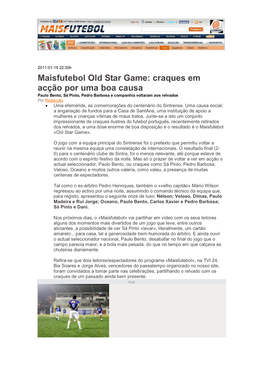 Maisfutebol Old Star Game: Craques Em Acção Por