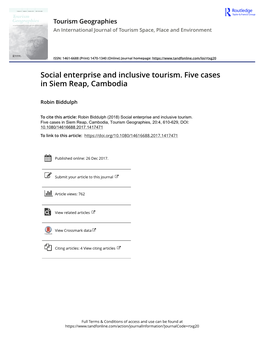 Social Enterprise and Inclusive Tourism. Five Cases in Siem Reap, Cambodia