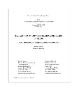 Exhaustion of Administrative Remedies in Texas
