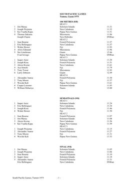SOUTH PACIFIC GAMES Tumon, Guam 1975 100 METRES