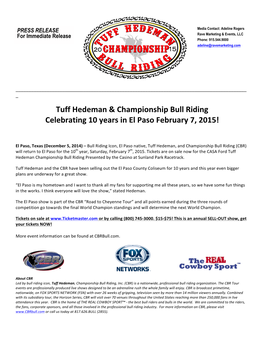 Tuff Hedeman & Championship Bull Riding Celebrating 10 Years in El