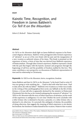 Kairotic Time, Recognition, and Freedom in James Baldwin's Go
