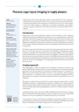 Thoracic Cage Injury Imaging in Rugby Players