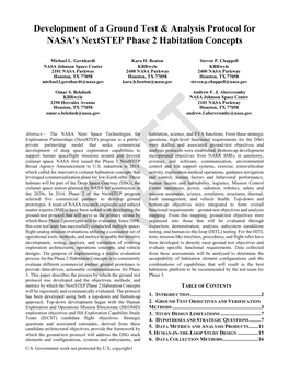 Development of a Ground Test & Analysis Protocol for NASA's