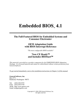 Embedded BIOS 4.1 For