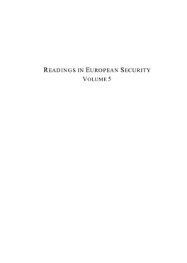 Readings in European Security Volume 5