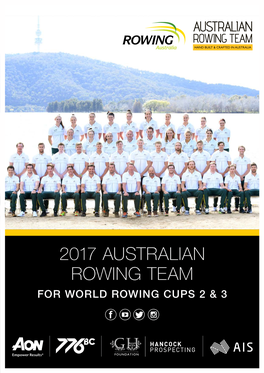 2017 Australian Rowing Team for World Rowing Cups 2 & 3 Reinhold Batschi Men’S National Training Centre, Canberra, Act (Rbmntc) Men’S Coaches