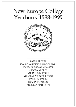 New Europe College Yearbook 1998-1999