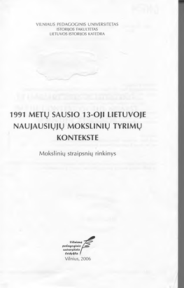 1991 Metų Sausio 13-Oji Lietuvoje Naujausiųjų Mokslinių Tyrimų Kontekste