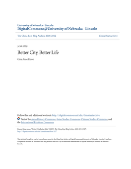 Better City, Better Life Gina Anne Russo