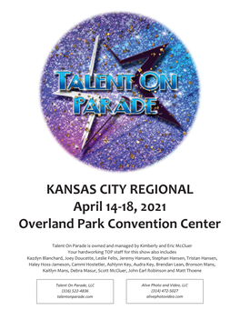 KANSAS CITY REGIONAL April 14-18, 2021 Overland Park