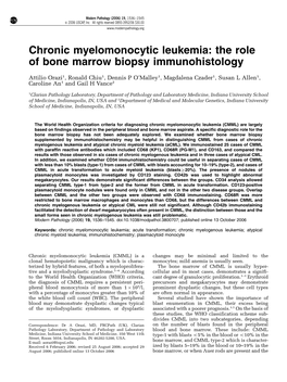 Chronic Myelomonocytic Leukemia: the Role of Bone Marrow Biopsy Immunohistology