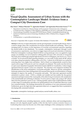 Visual Quality Assessment of Urban Scenes with the Contemplative Landscape Model: Evidence from a Compact City Downtown Core