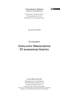 Geplante Obsoleszenz IT-Basierter Geräte