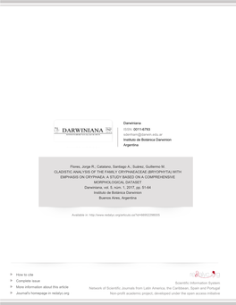 WITH EMPHASIS on CRYPHAEA: a STUDY BASED on a COMPREHENSIVE MORPHOLOGICAL DATASET Darwiniana, Vol