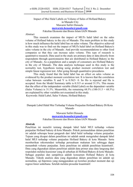 Impact of Mui Halal Labels on Volume of Sales of Holland Bakery In