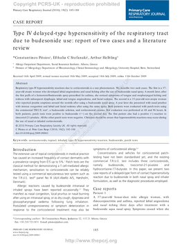 Type IV Delayed-Type Hypersensitivity of the Respiratory Tract Due to Budesonide Use: Report of Two Cases and a Literature Review