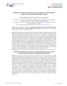 Composition, Abundance and Biomass of a Fish Assemblage in a Southern Brazilian Coastal Stream During Polyhaline/Euhaline Condition