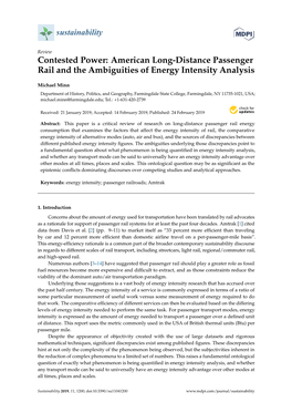 American Long-Distance Passenger Rail and the Ambiguities of Energy Intensity Analysis