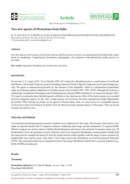 Two New Species of Dermoloma from India